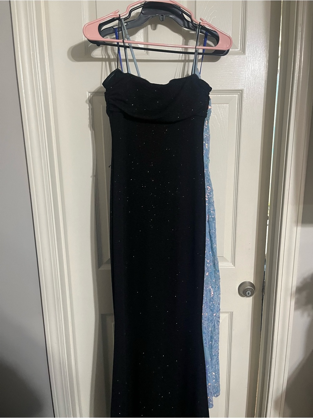 Windsor Black Maxi Dress with Light Blue Sequin Panel